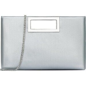 Women’s Silver Leather Imported Magnetic Evening Purse Hand Bags